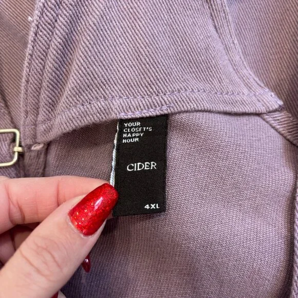 Cider Women's Wide Leg Oversized Bib Cargo Overalls Denim Sz 4XL Purple Wash NWT - Picture 4 of 12